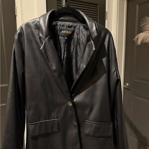Ambiance Black Faux Leather Blazer